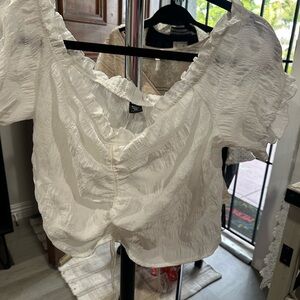 White Ruffled Women's Top